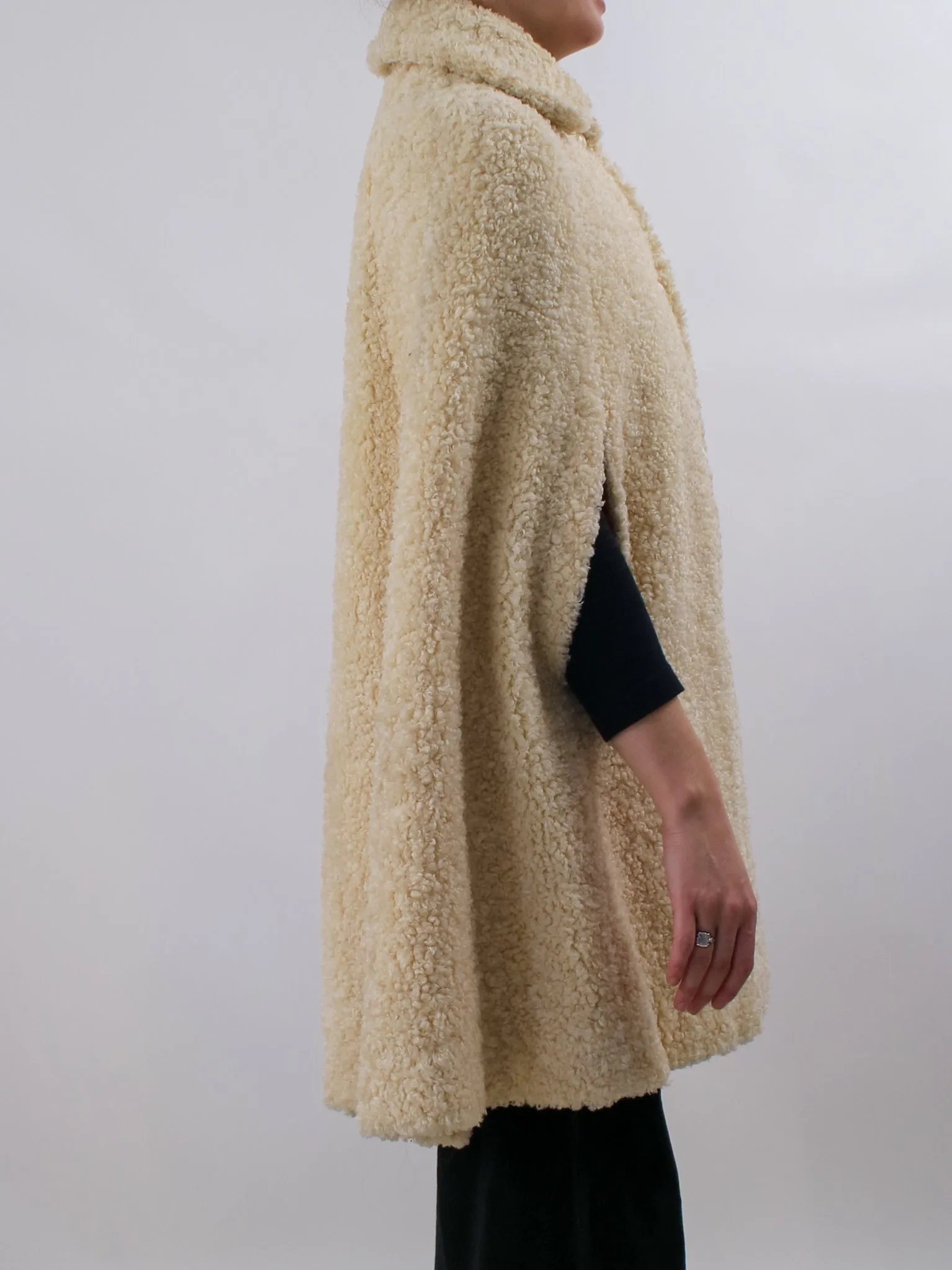 1960s Off-white Boucle Wool Cape by Wetherall