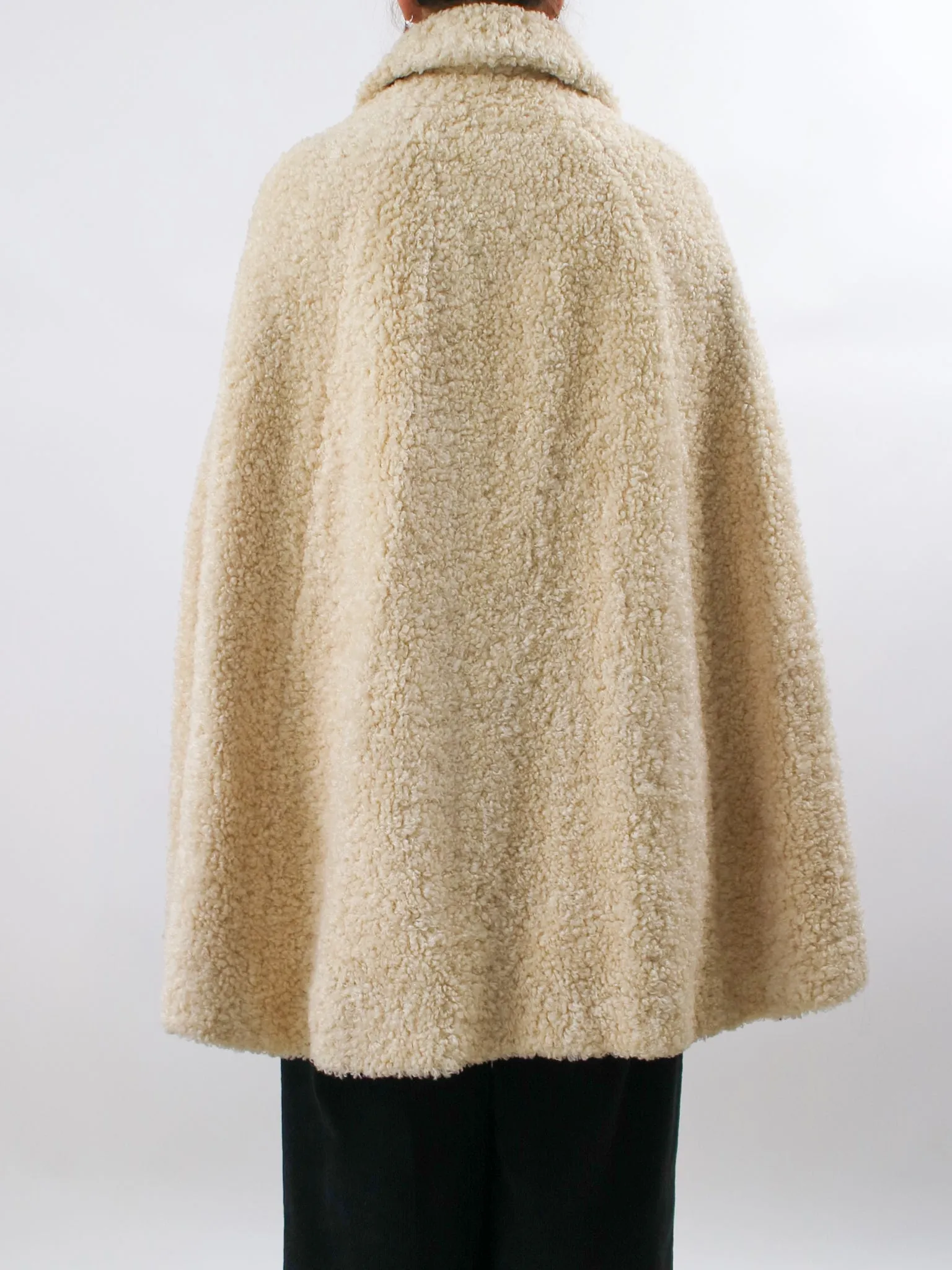 1960s Off-white Boucle Wool Cape by Wetherall