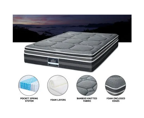35CM Mattress Bed 7 Zone Dual Euro Top Pocket Spring Medium