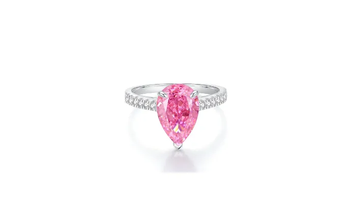 925 Pure Silver Ring With Pink Diamonds and Zirconia