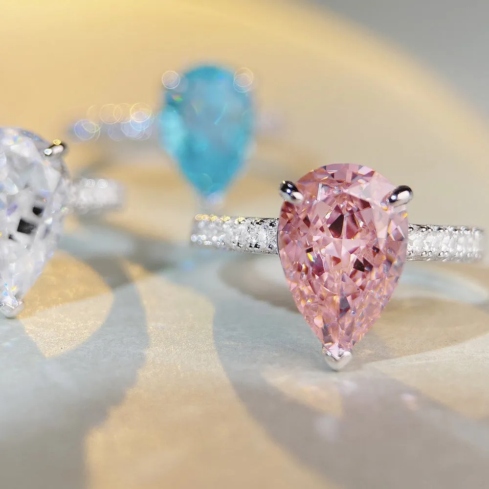 925 Pure Silver Ring With Pink Diamonds and Zirconia