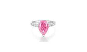 925 Pure Silver Ring With Pink Diamonds and Zirconia