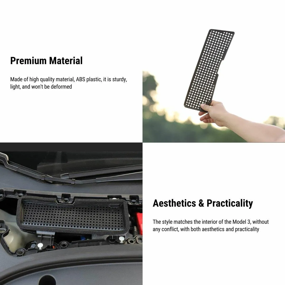 ABS Air Intake Cover Air Conditioning Grille for Tesla Model 3 2021-2024
