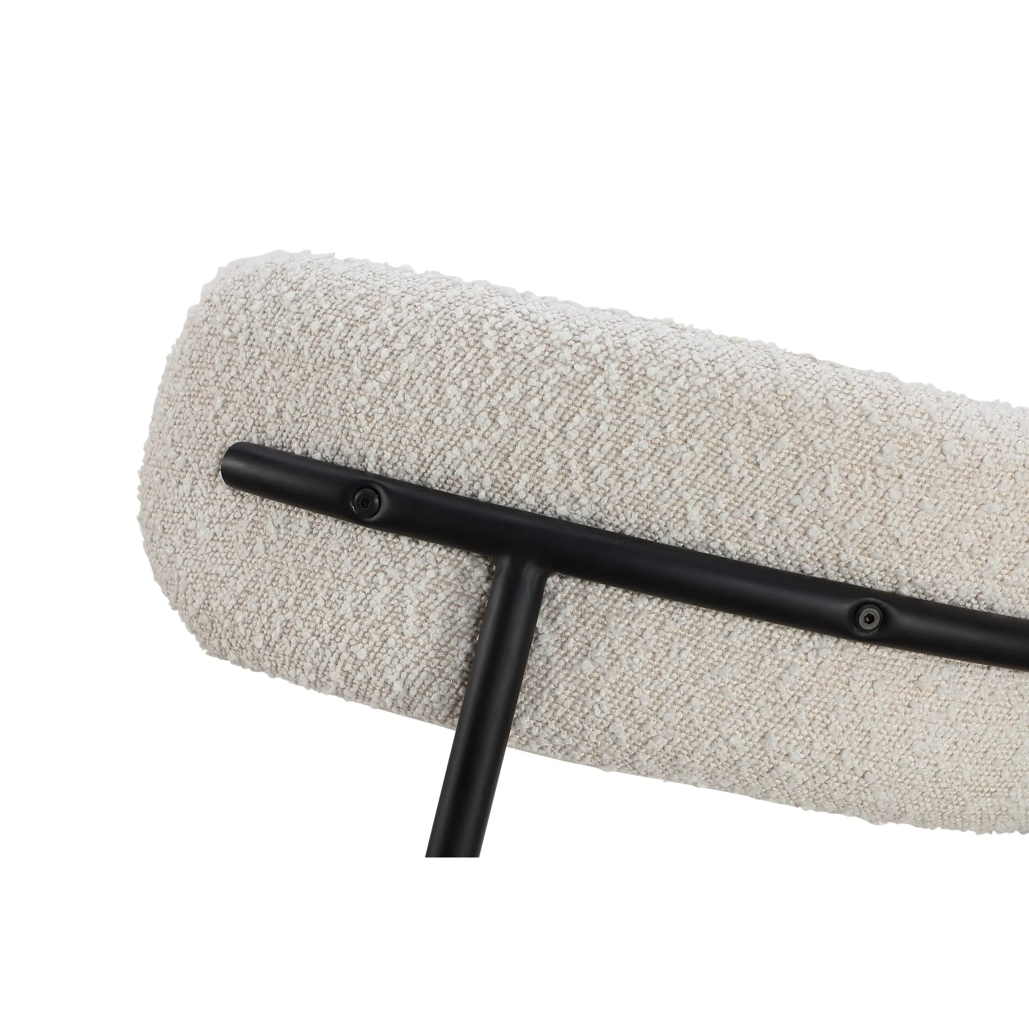 Aere Boucle Upholstered Metal Leg Dining Chair in Ivory and Black