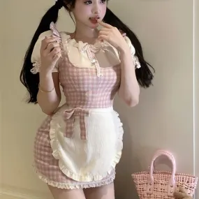 Aiertu - Lisa the Strawberry Elf's Chocolatier and Bakery Dress with Optional Top Set Kawaii Academia Y2K Cottagecore Coquette Fairycore Dollette Princesscore