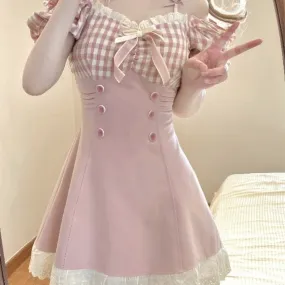Aiertu - Pretty Picnic Attendee Dress Kawaii Academia Y2K Cottagecore Coquette Fairycore Dollette Princesscore