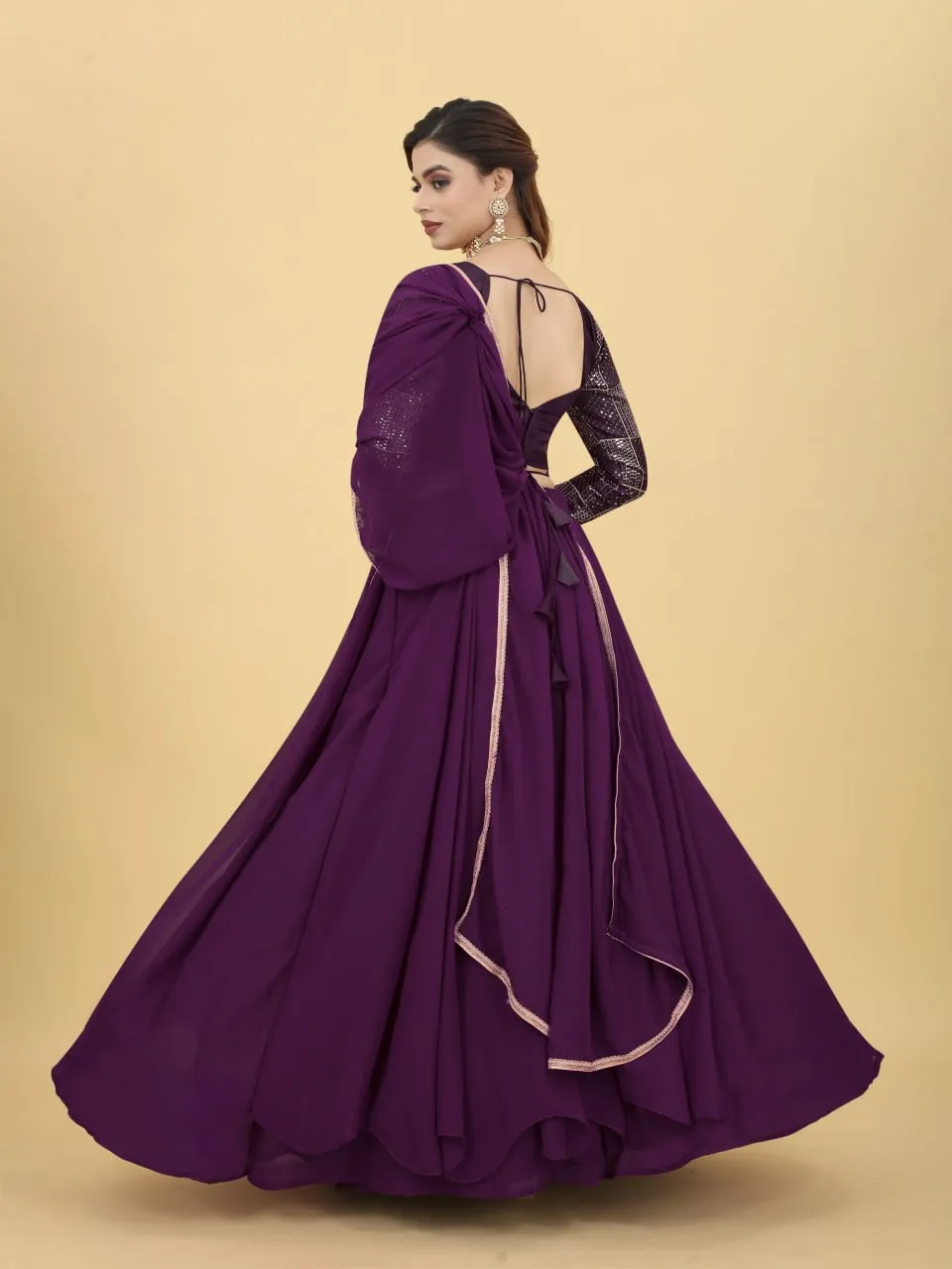 Amazing Wine Color Ruffle Style Lehenga Choli