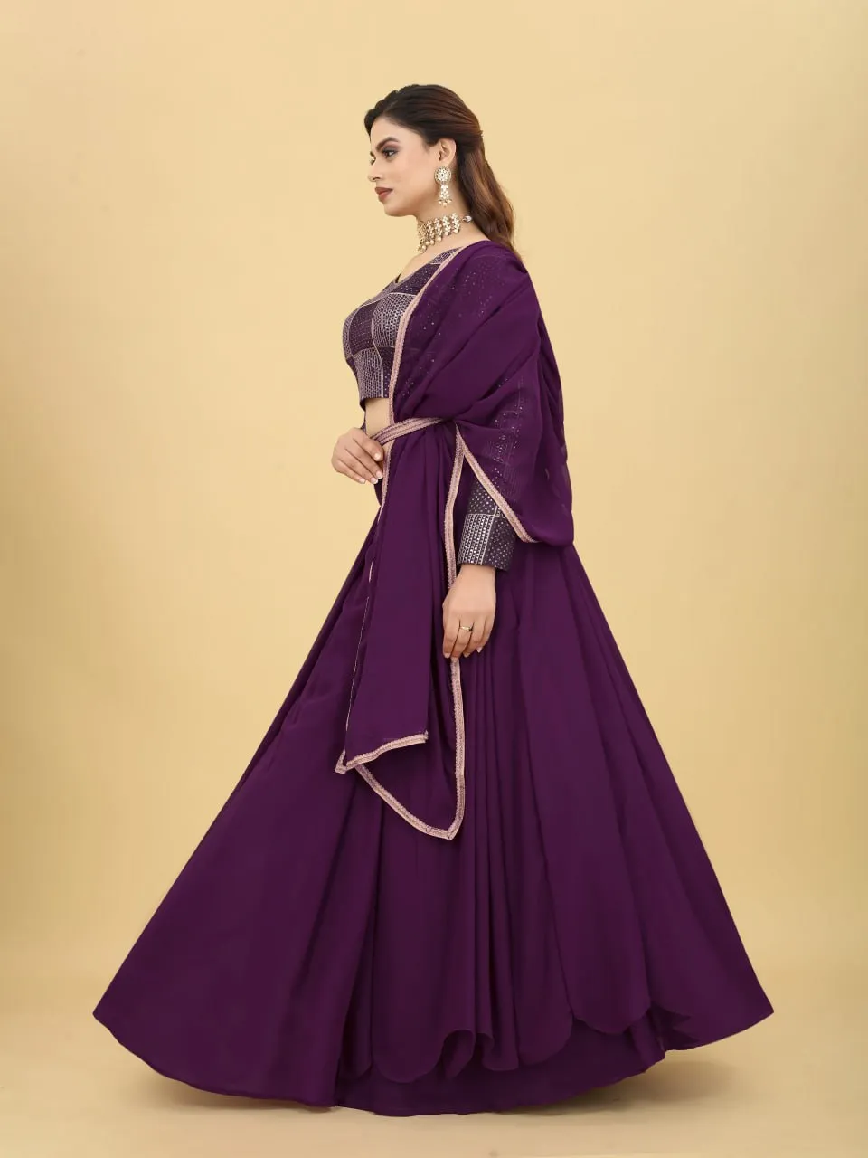Amazing Wine Color Ruffle Style Lehenga Choli