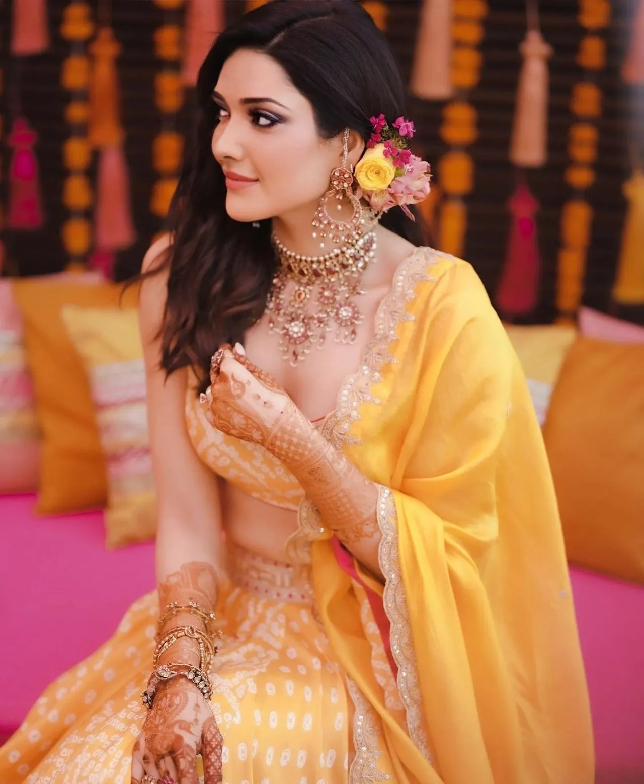 Amazing Yellow Lehenga Choli in Art Silk For Haldi Look