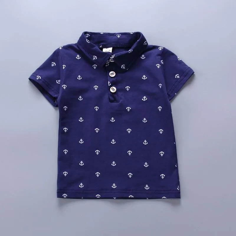 Anchor Print Short Sleeve Shirt and Khaki Shorts