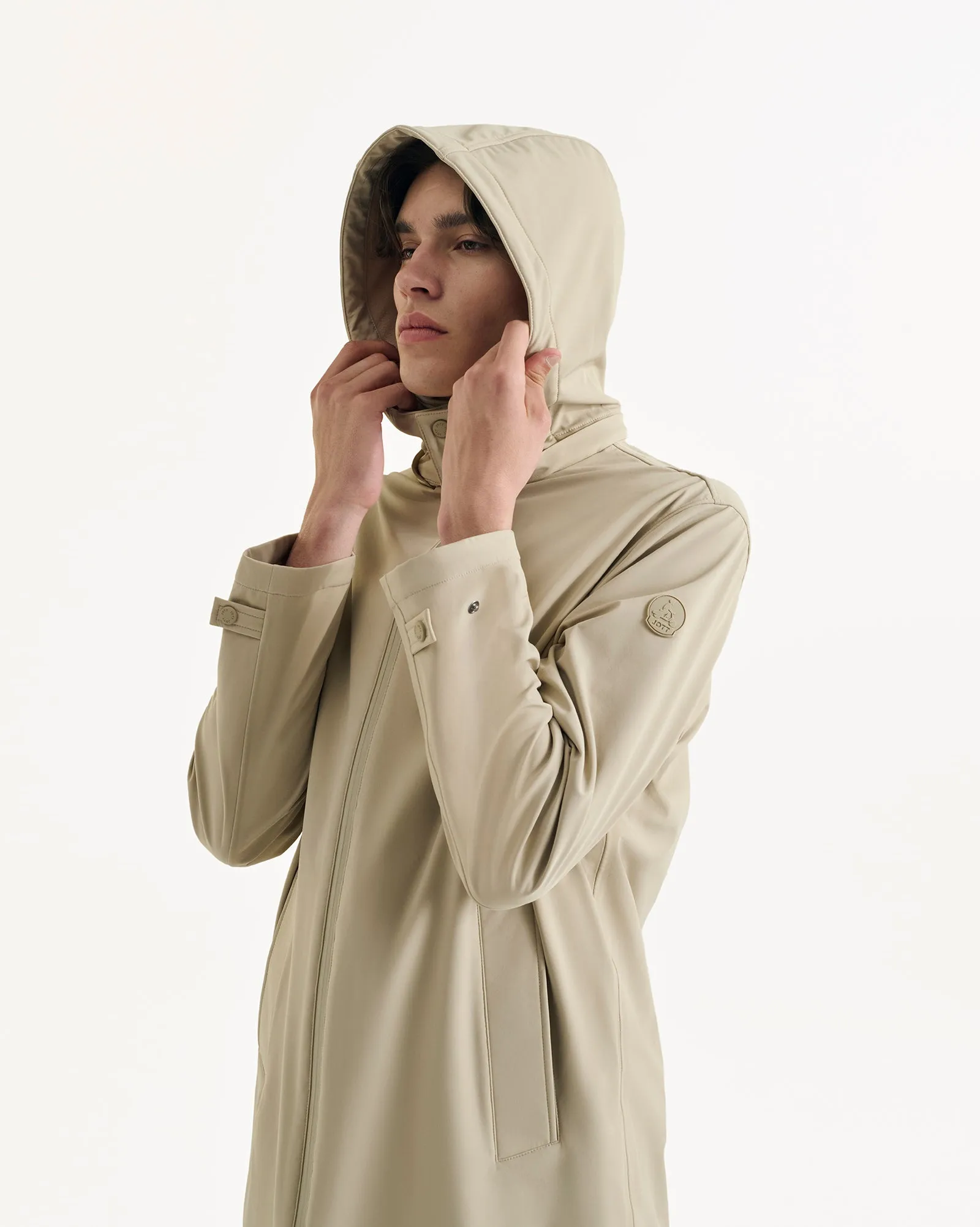 Athenes 2.0 waterproof jacket with detachable hood Beige