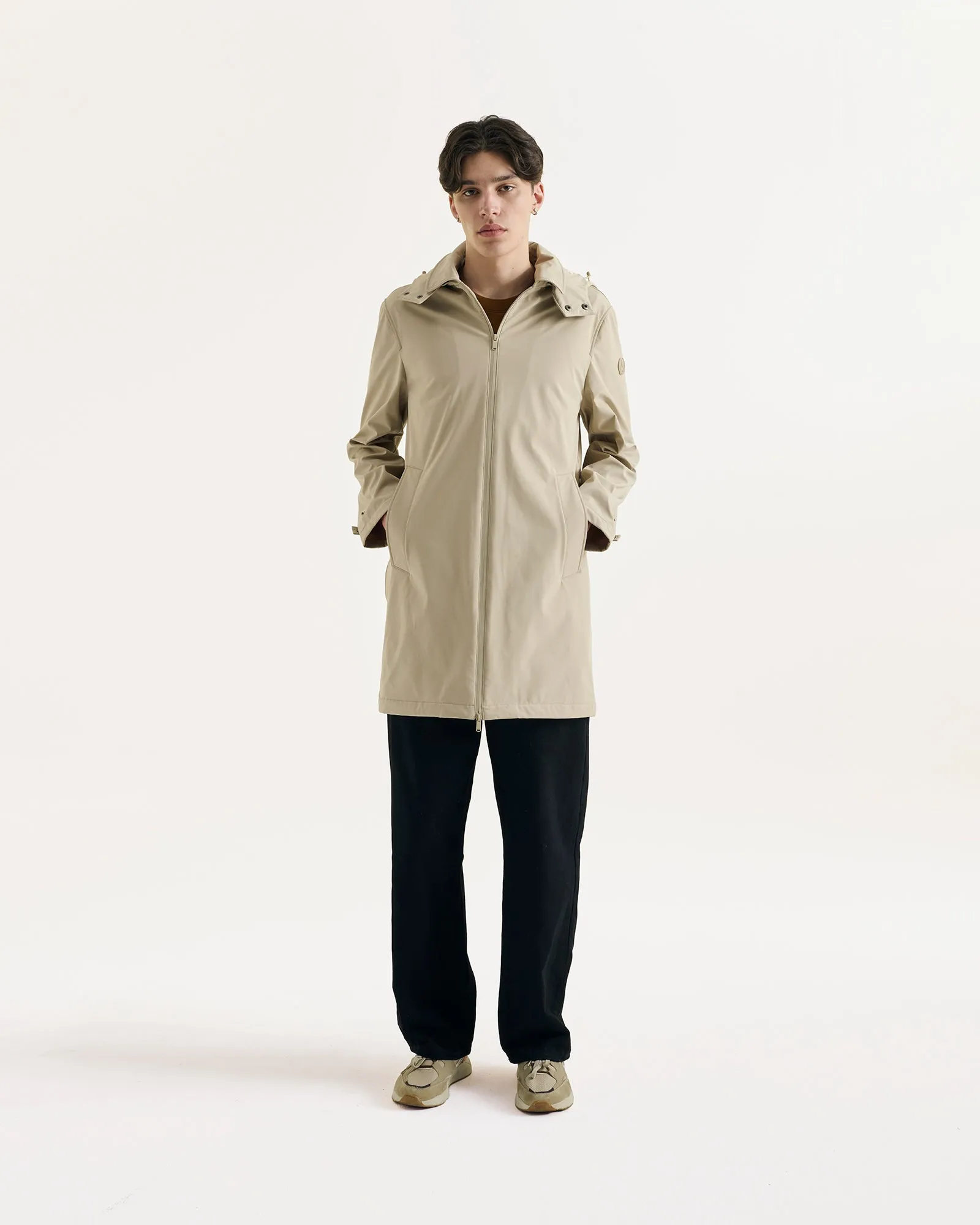 Athenes 2.0 waterproof jacket with detachable hood Beige