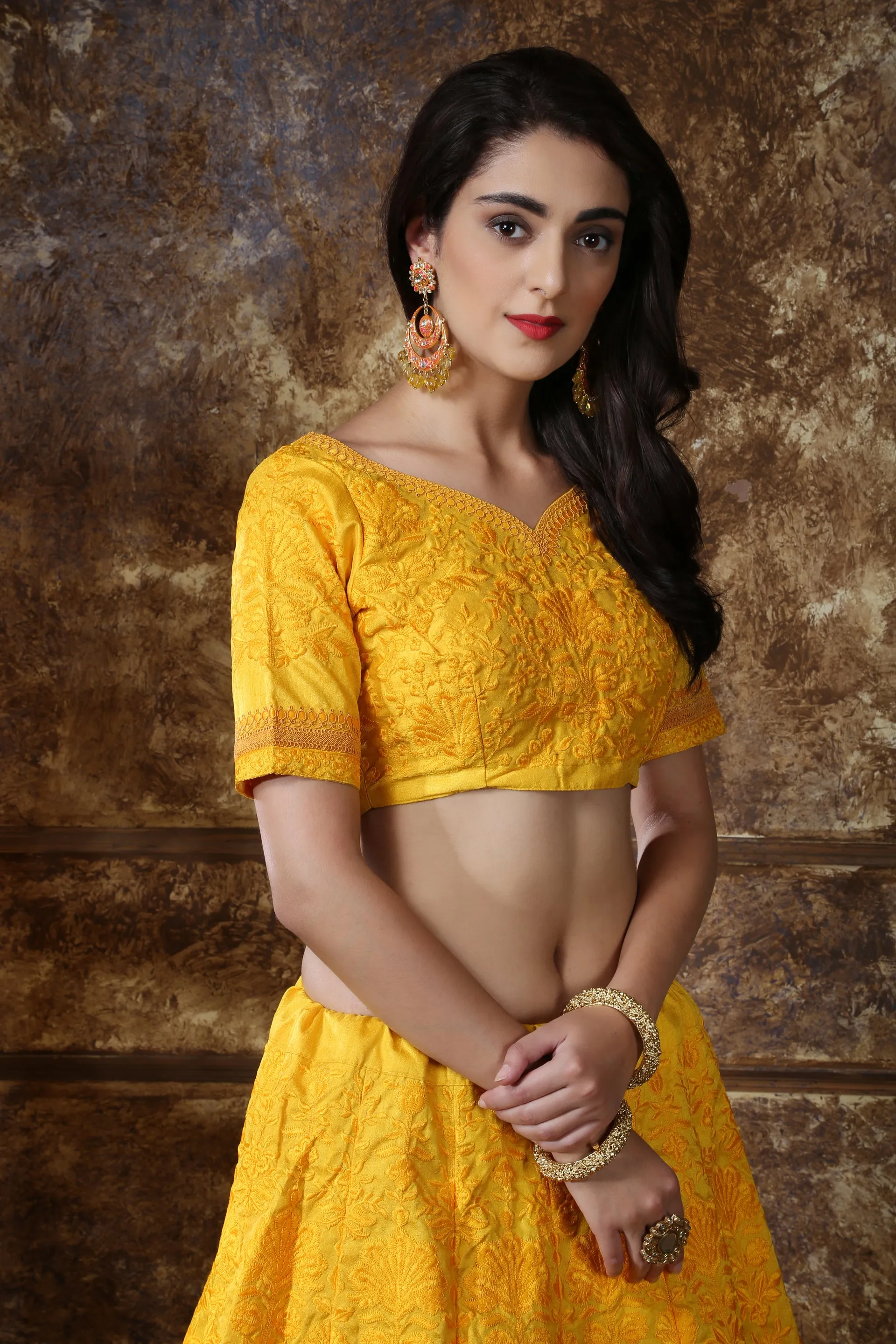 Awesome Yellow Silk Thread and Sequence Embroidered Lehenga Choli
