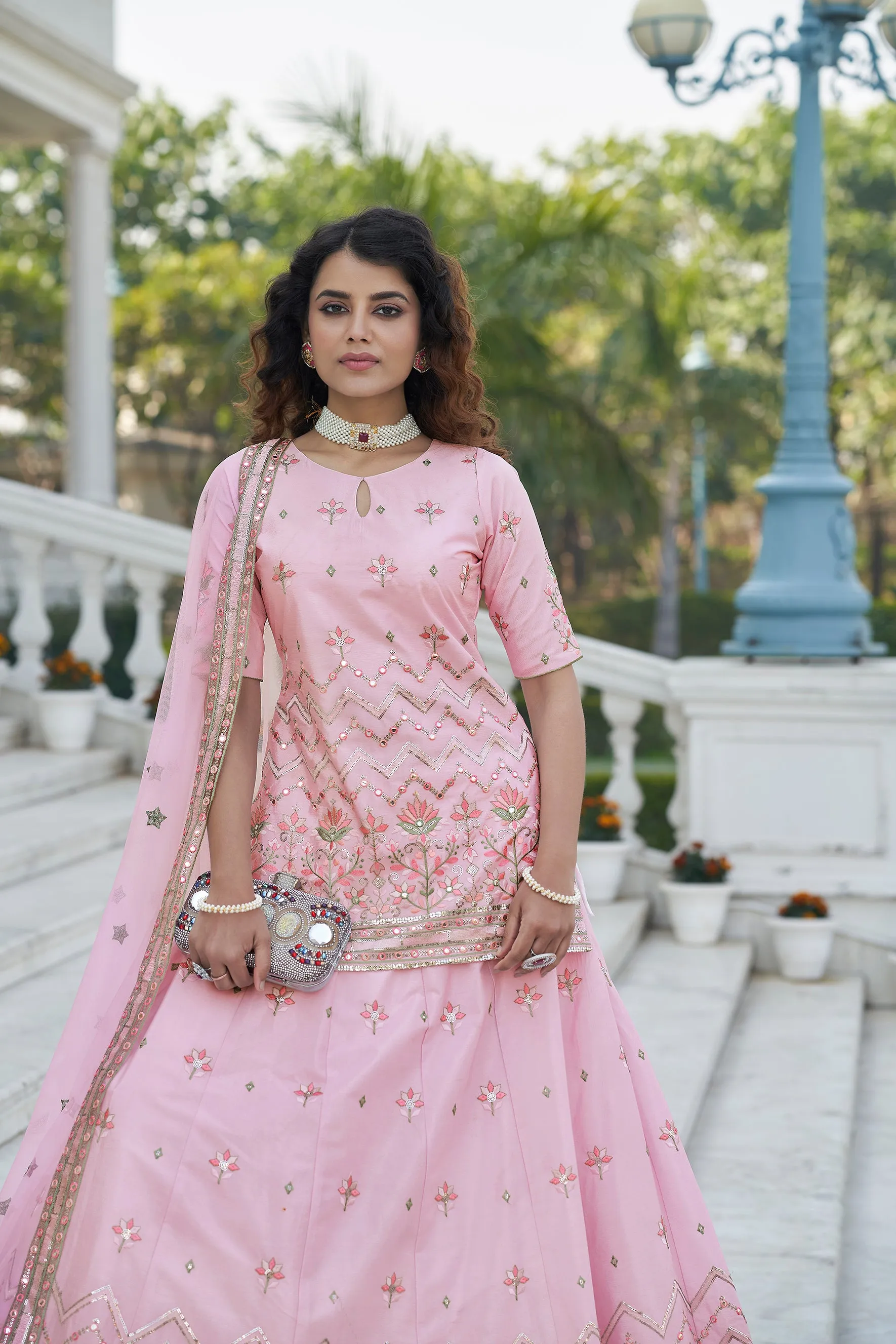 Baby Pink Color Gota Patti Work Designer Lehenga Suit