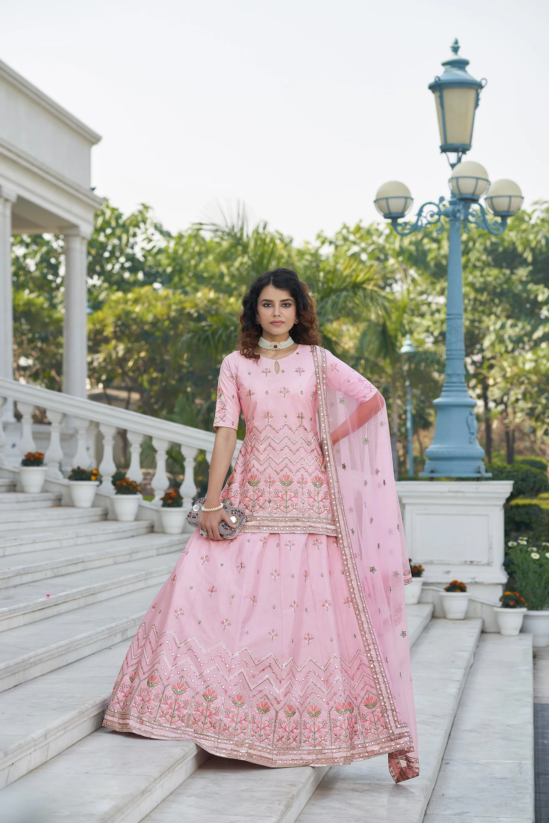 Baby Pink Color Gota Patti Work Designer Lehenga Suit