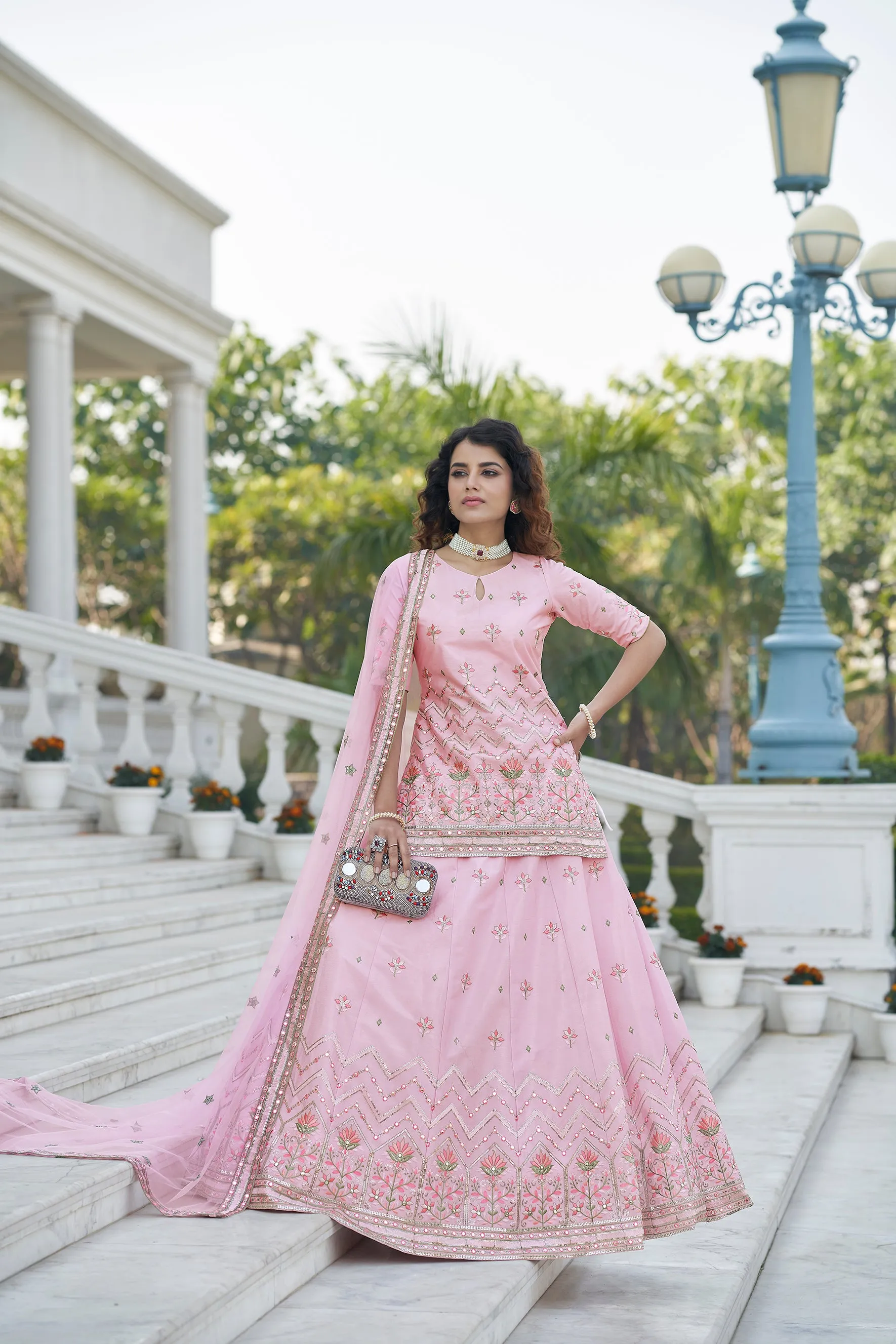 Baby Pink Color Gota Patti Work Designer Lehenga Suit