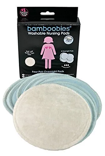 Bamboobies Washable Reusable Overnight Nursing Pads, 2-Pair