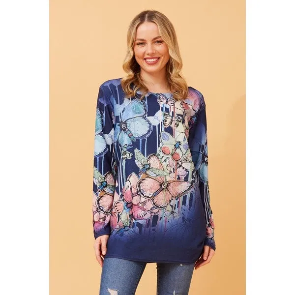 BEAU BUTTERFLY PRINT TOP