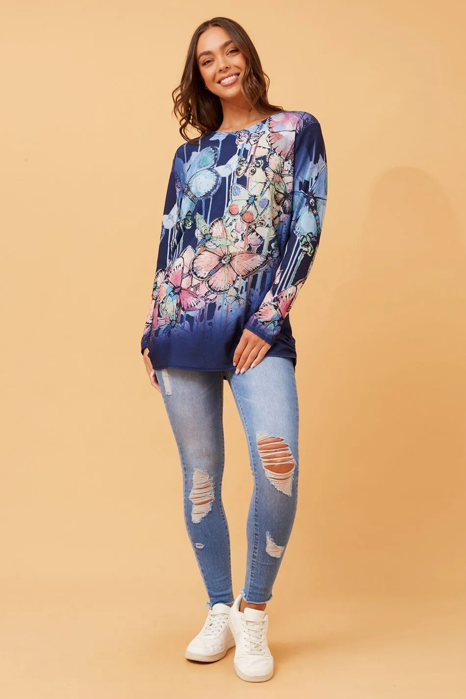 BEAU BUTTERFLY PRINT TOP