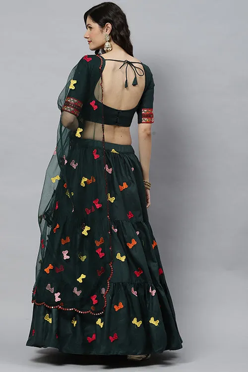 Beautiful Cotton Multi Embroidered Work Lehenga Choli