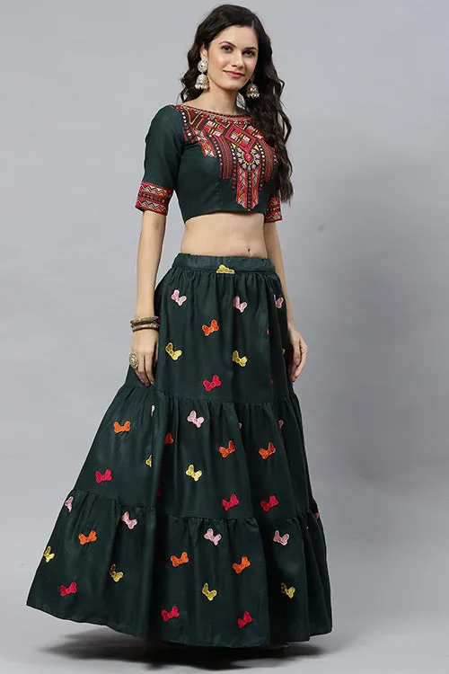 Beautiful Cotton Multi Embroidered Work Lehenga Choli