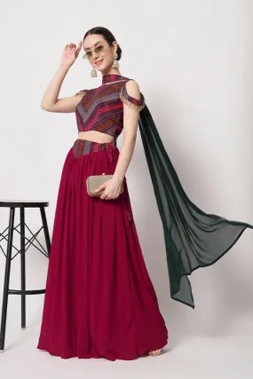 Beautiful Deep Pink Crush Pattern Lehenga Choli