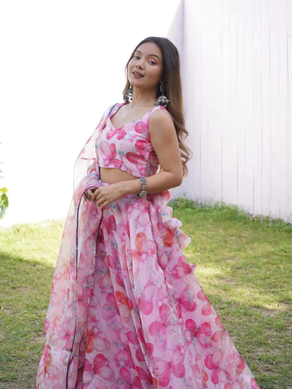 Beautiful Pink Color Digital Print Party Wear Lehenga Choli