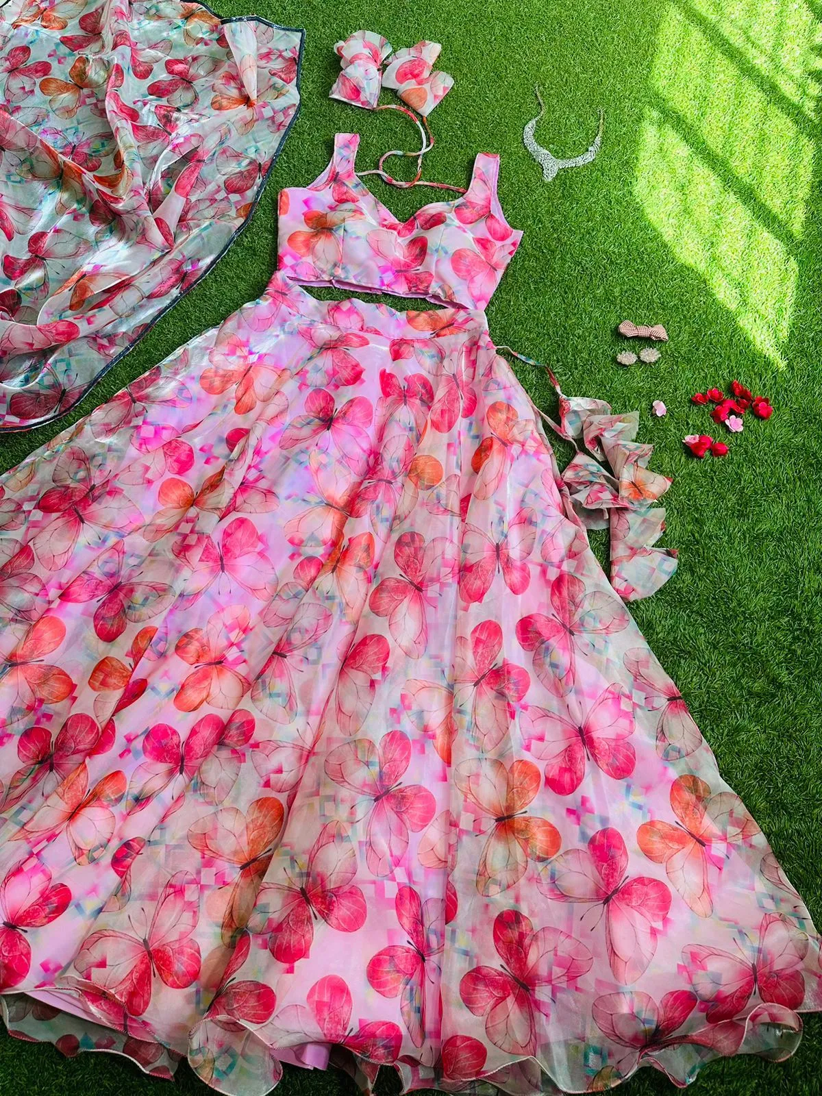 Beautiful Pink Color Digital Print Party Wear Lehenga Choli