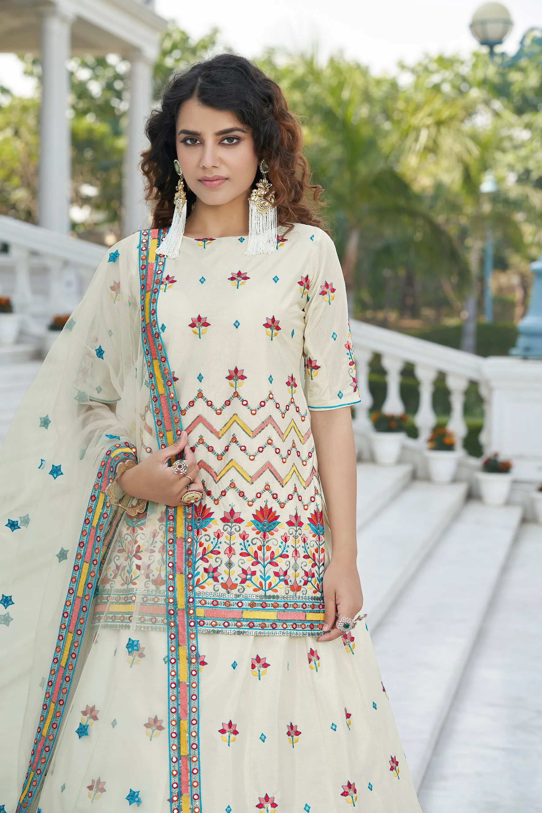 Beige Color Gota Patti Work Designer Lehenga Suit