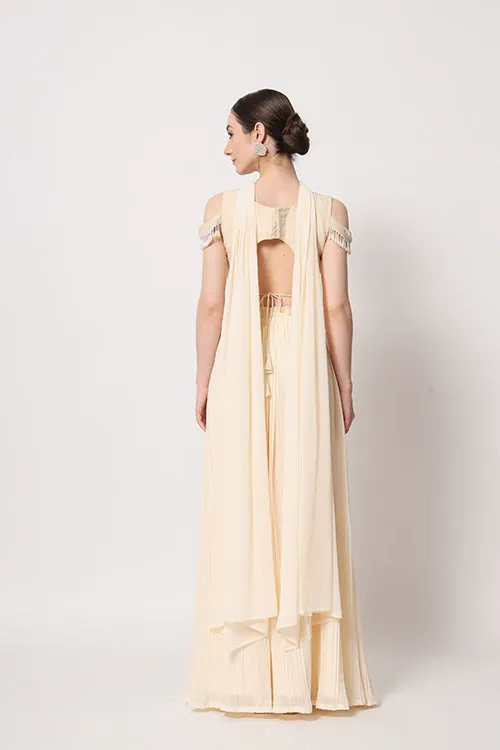 Beige Georgette Crush Pattern On Lehenga Choli