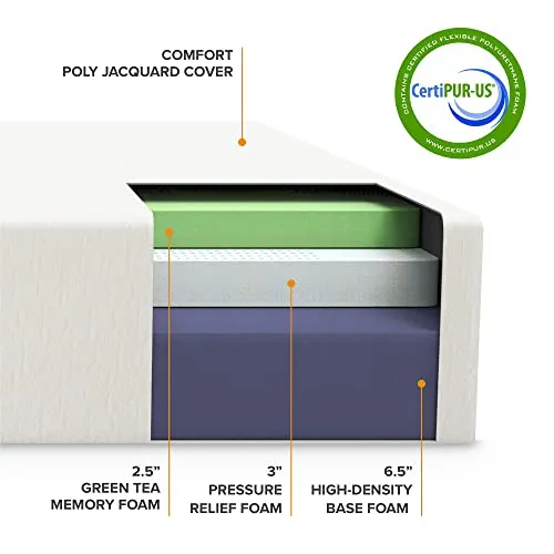 Best Price Mattress 12" Signature Green Tea Memory Foam Mattress, Queen