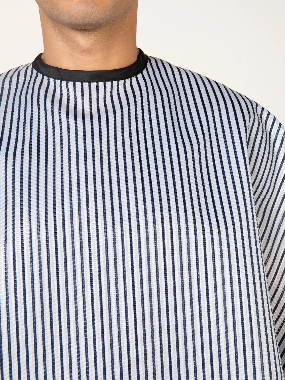 Betty Dain Seersucker Barber Cape Style 206 White w/ Pinstripes