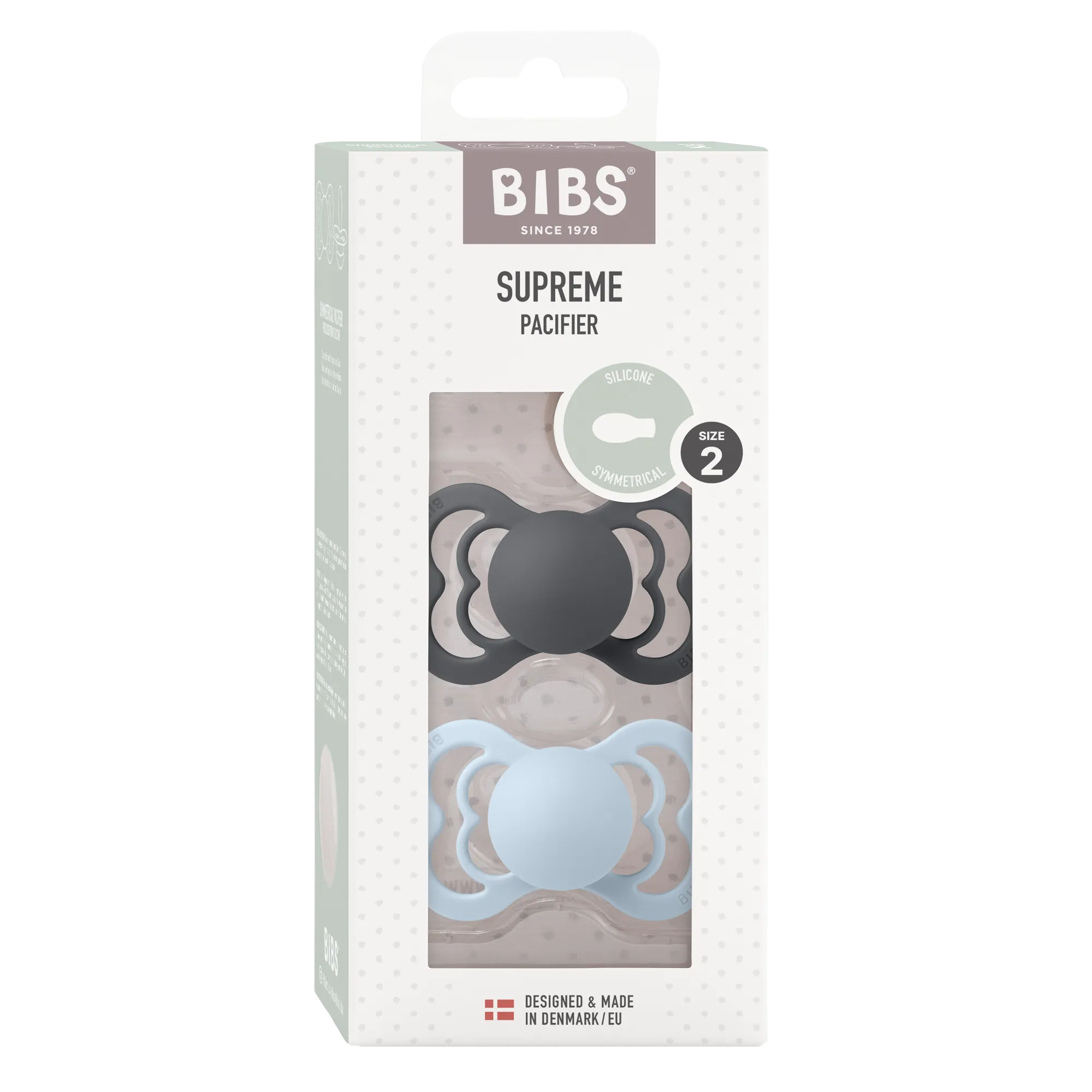 BIBS Supreme 2-pack Iron / Baby Blue