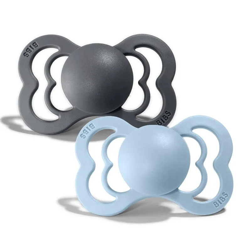 BIBS Supreme 2-pack Iron / Baby Blue