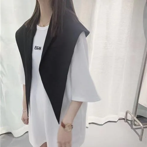 Black Beige White Tuxedo Lapel Elegant Cape