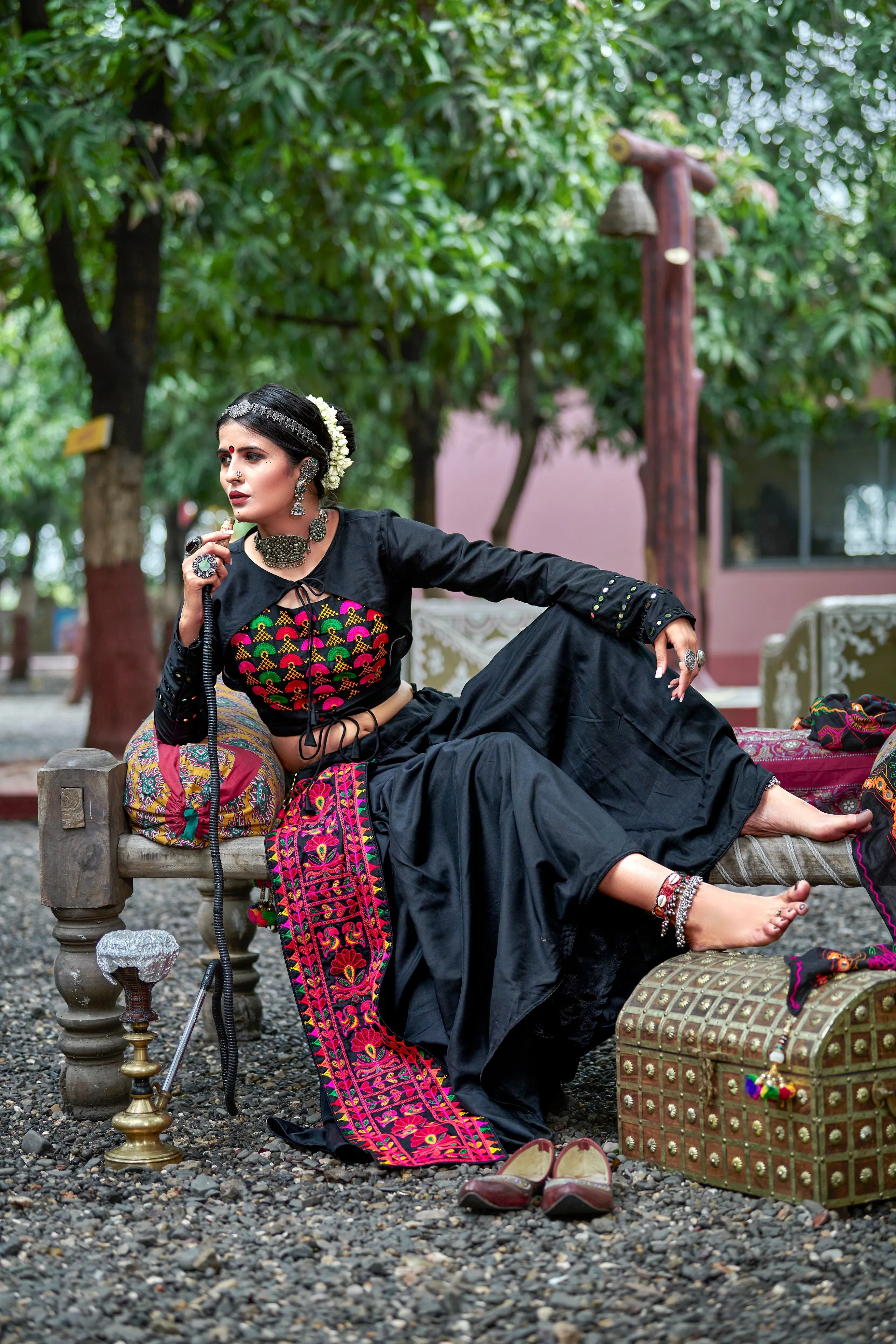 Black Color Embroidered Lehenga Choli For Navratri