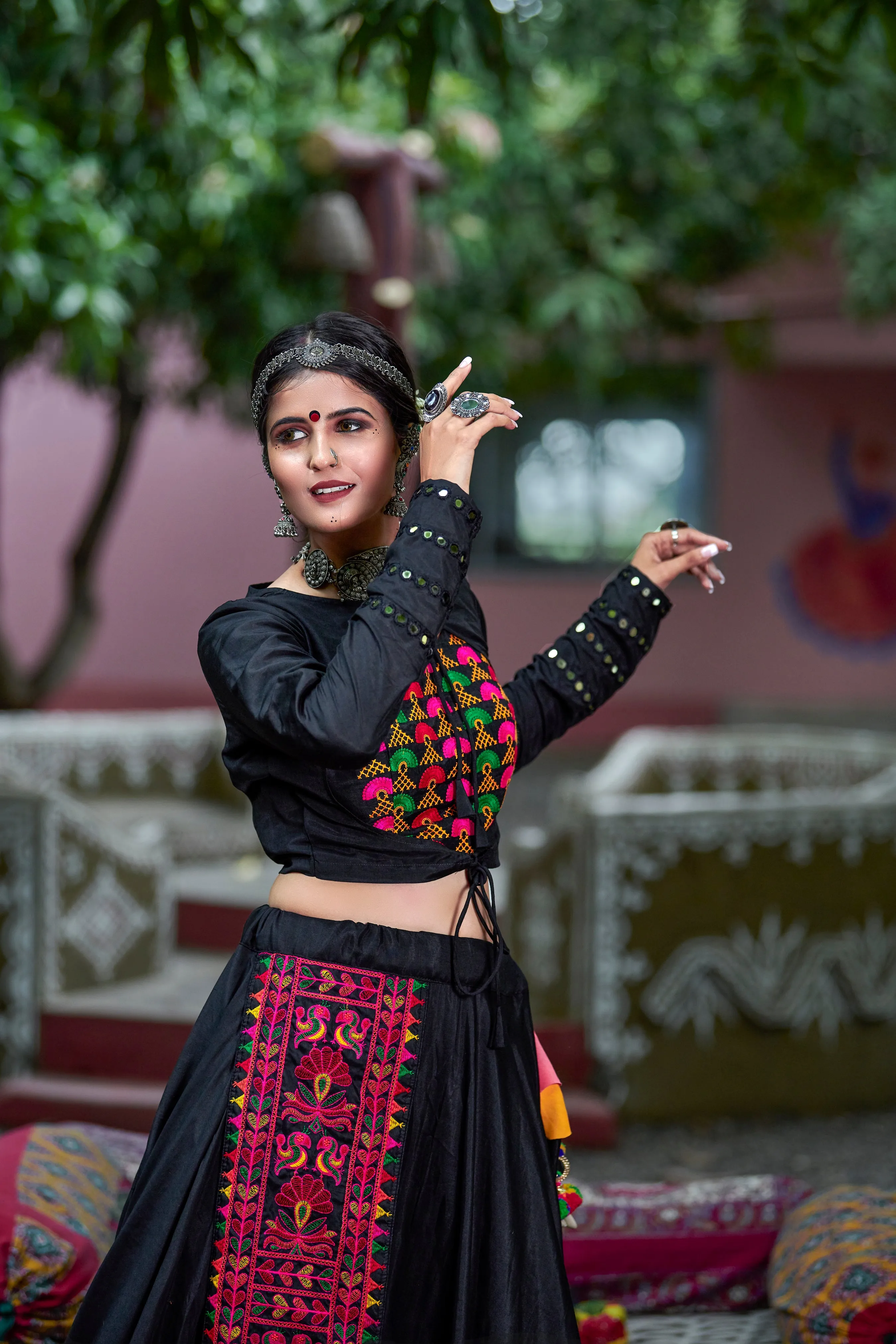Black Color Embroidered Lehenga Choli For Navratri