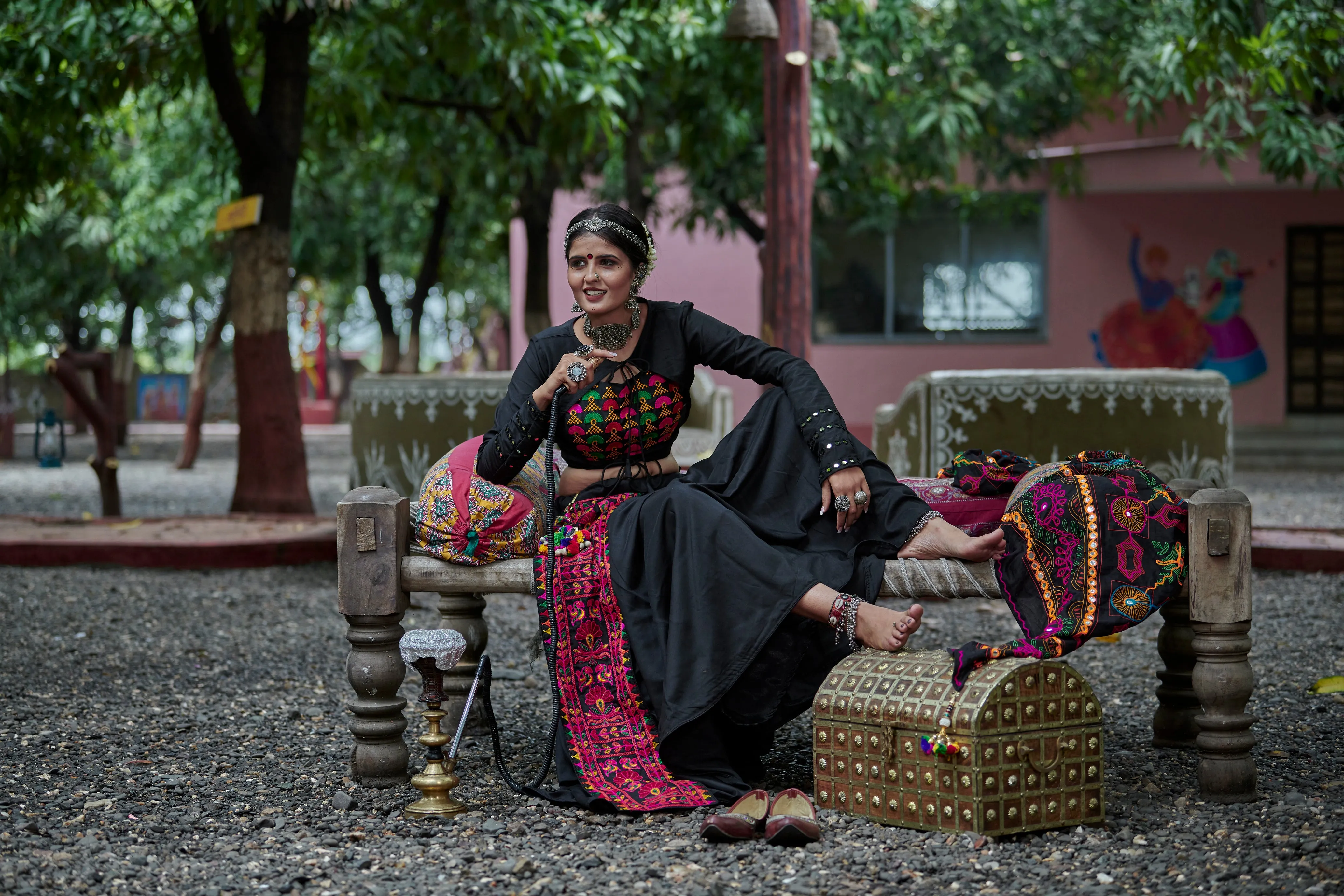 Black Color Embroidered Lehenga Choli For Navratri