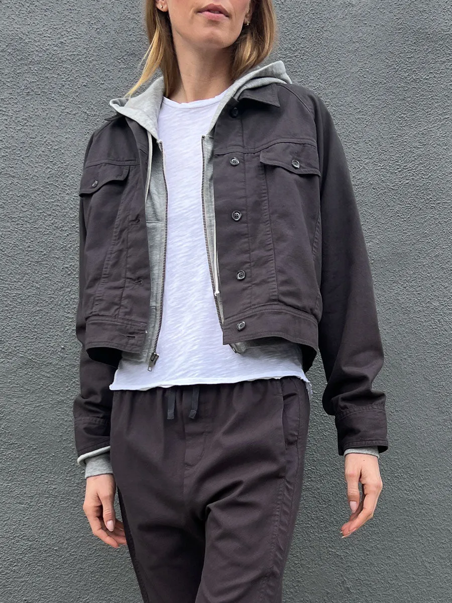 Bobbi Shirt Jacket in Washed Canvas - Carbon