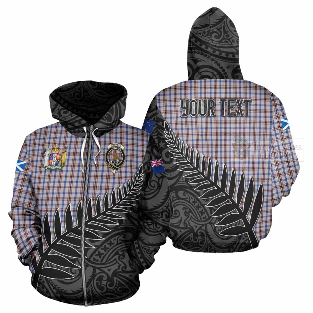 Boswell Crest Tartan Hoodie with New Zealand Silver Fern Half Style