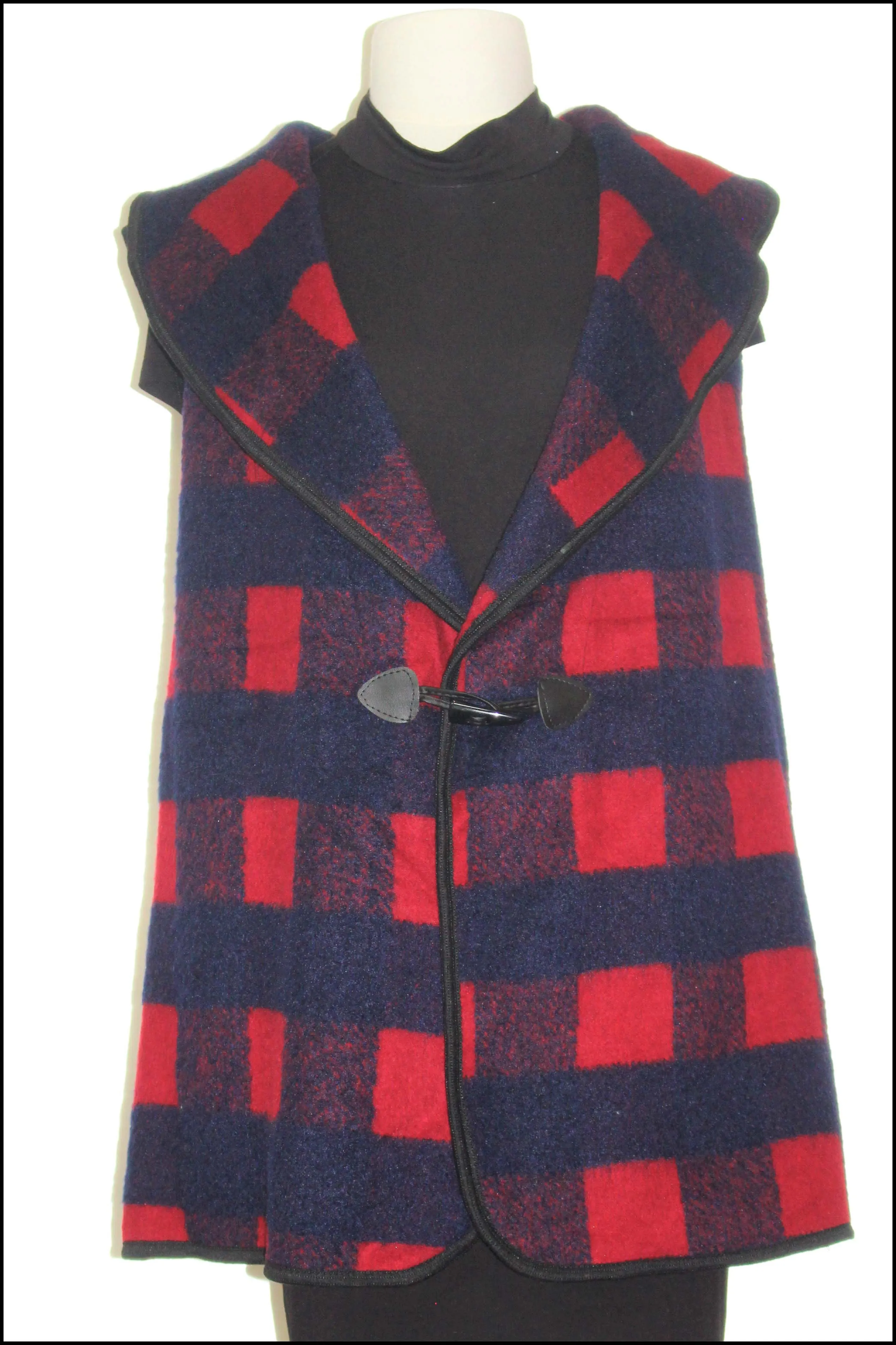 Buffalo Plaid Vest with Hook Closure