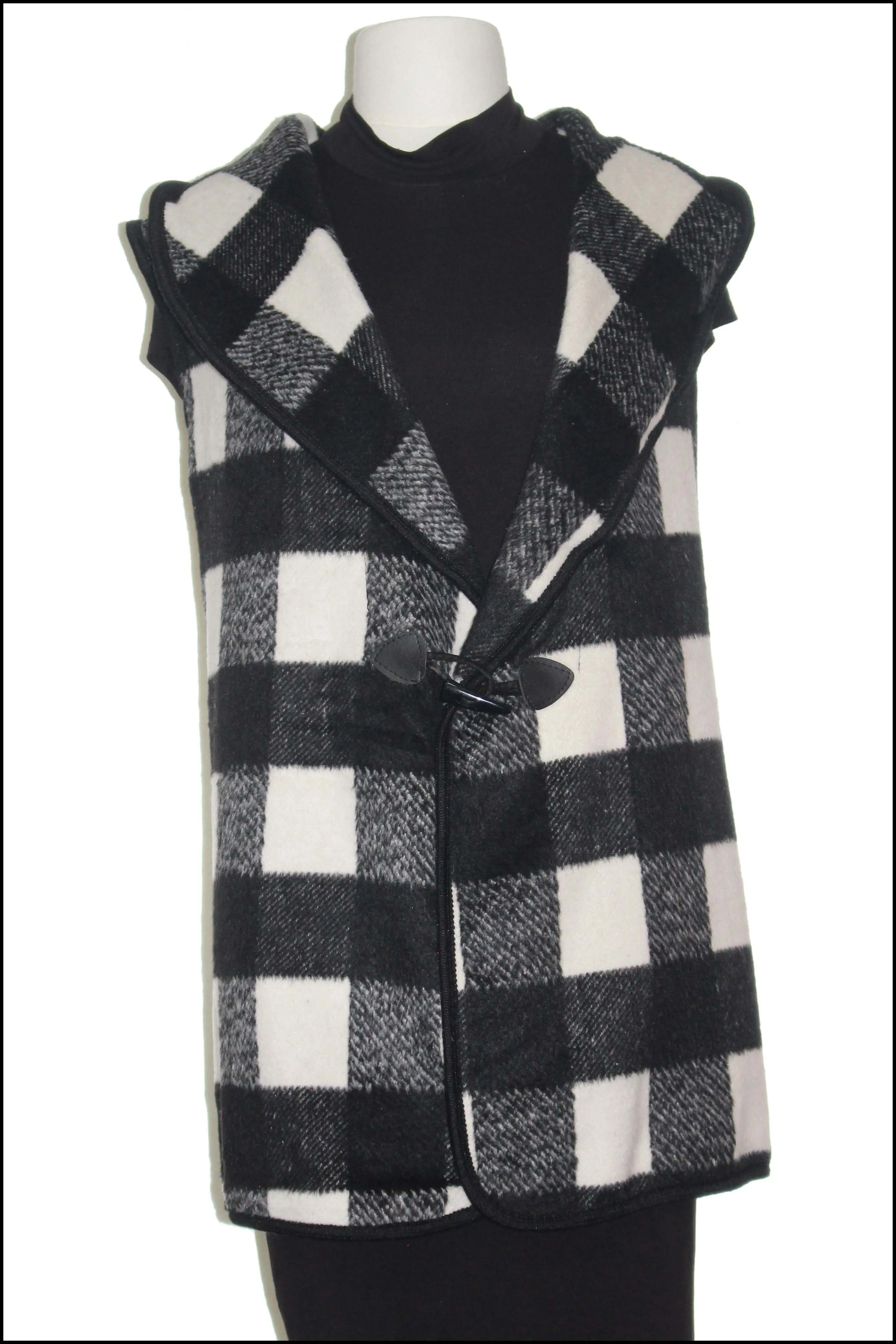 Buffalo Plaid Vest with Hook Closure