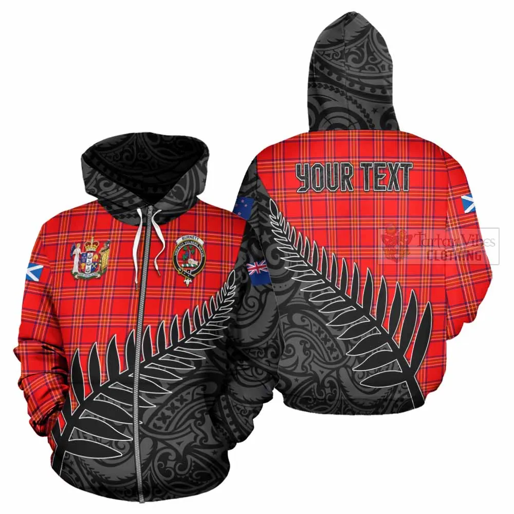 Burnett Crest Tartan Hoodie with New Zealand Silver Fern Half Style