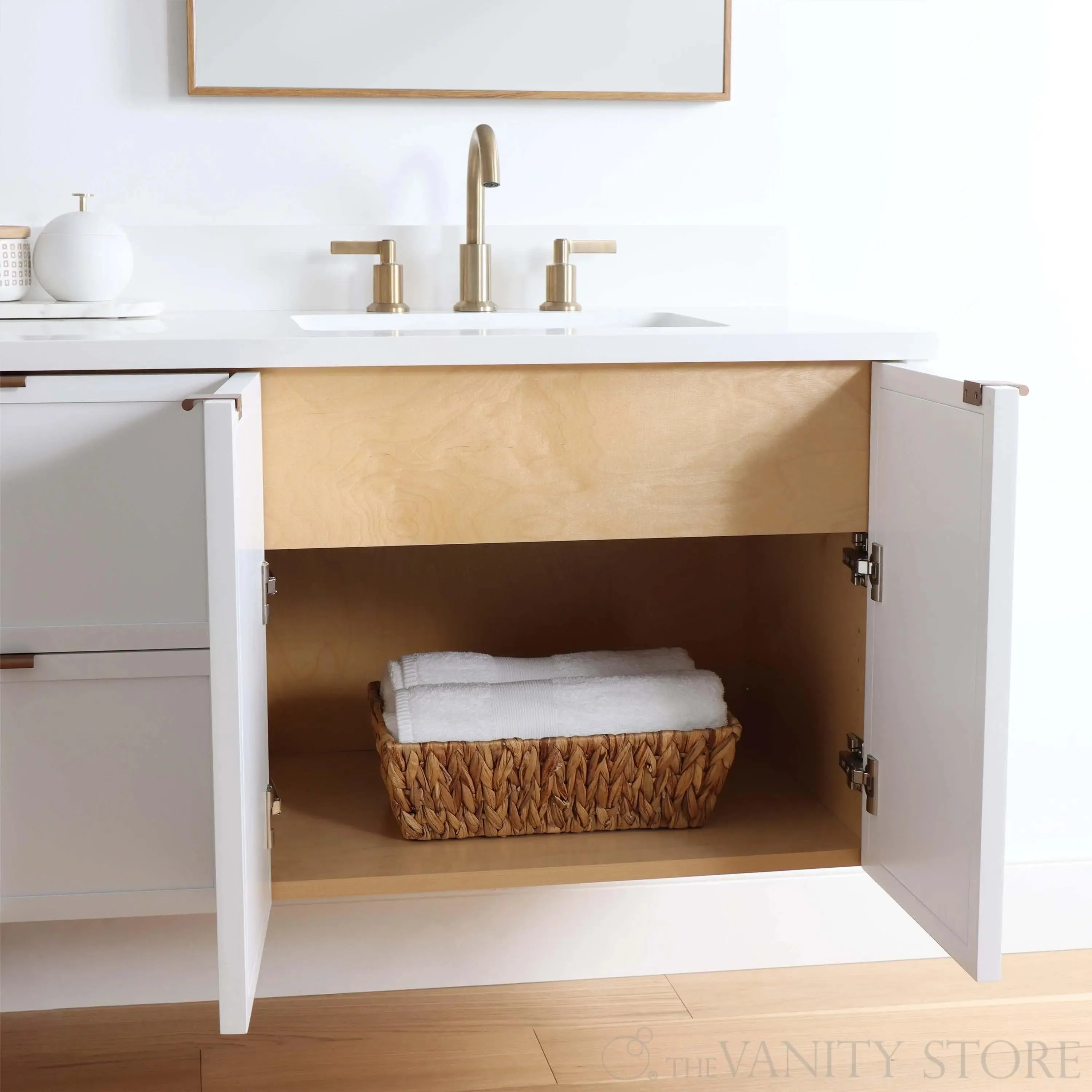 Cape Breton 72" Wall Mount Satin White Bathroom Vanity, Double Sink