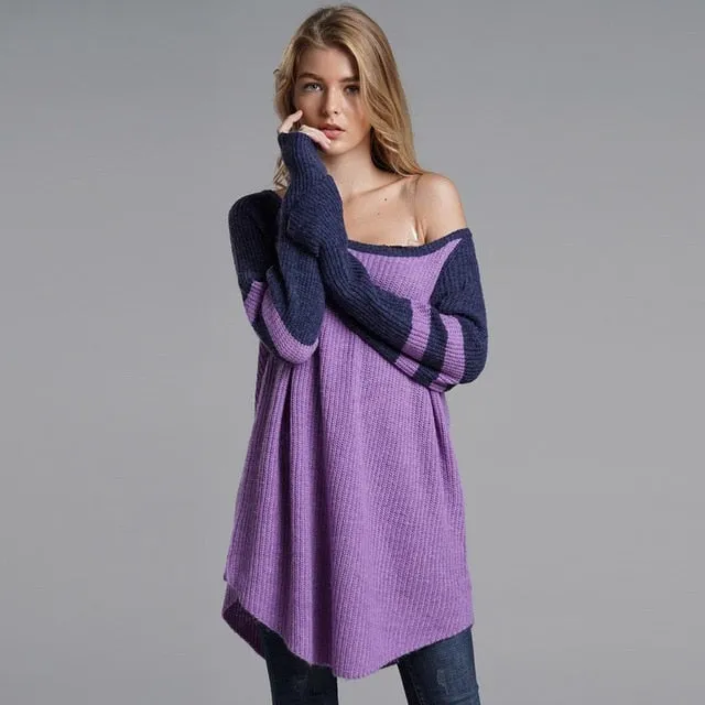 Casual Sexy Purple Plus Size Loose Sweater