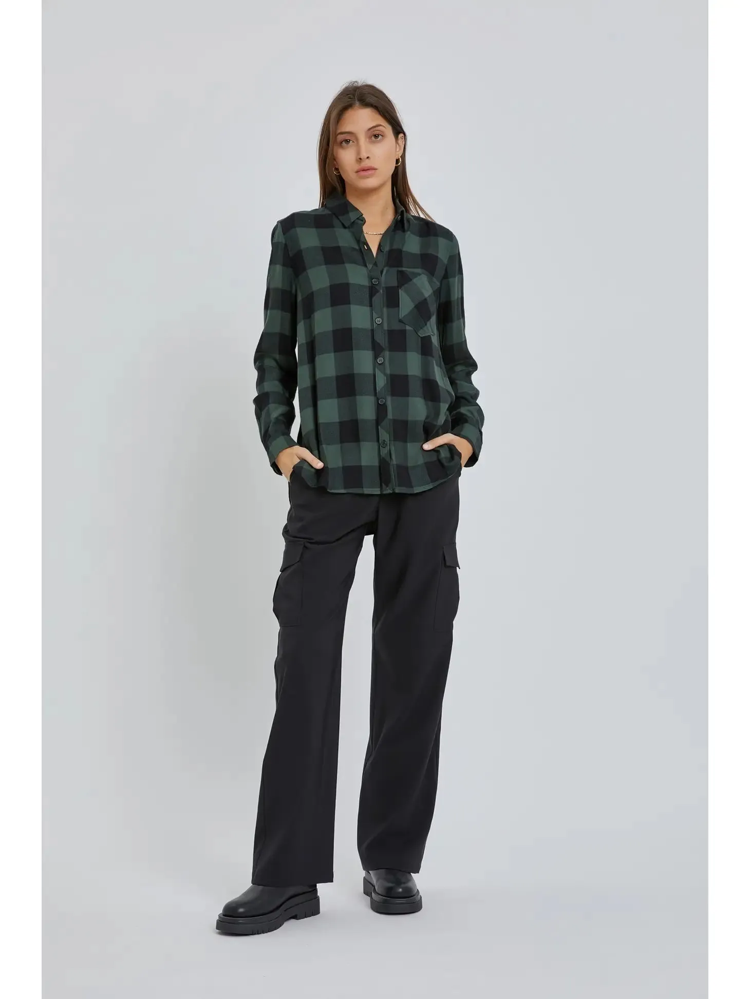 Classic Flannel Shirt - Hunter Green & Black Plaid