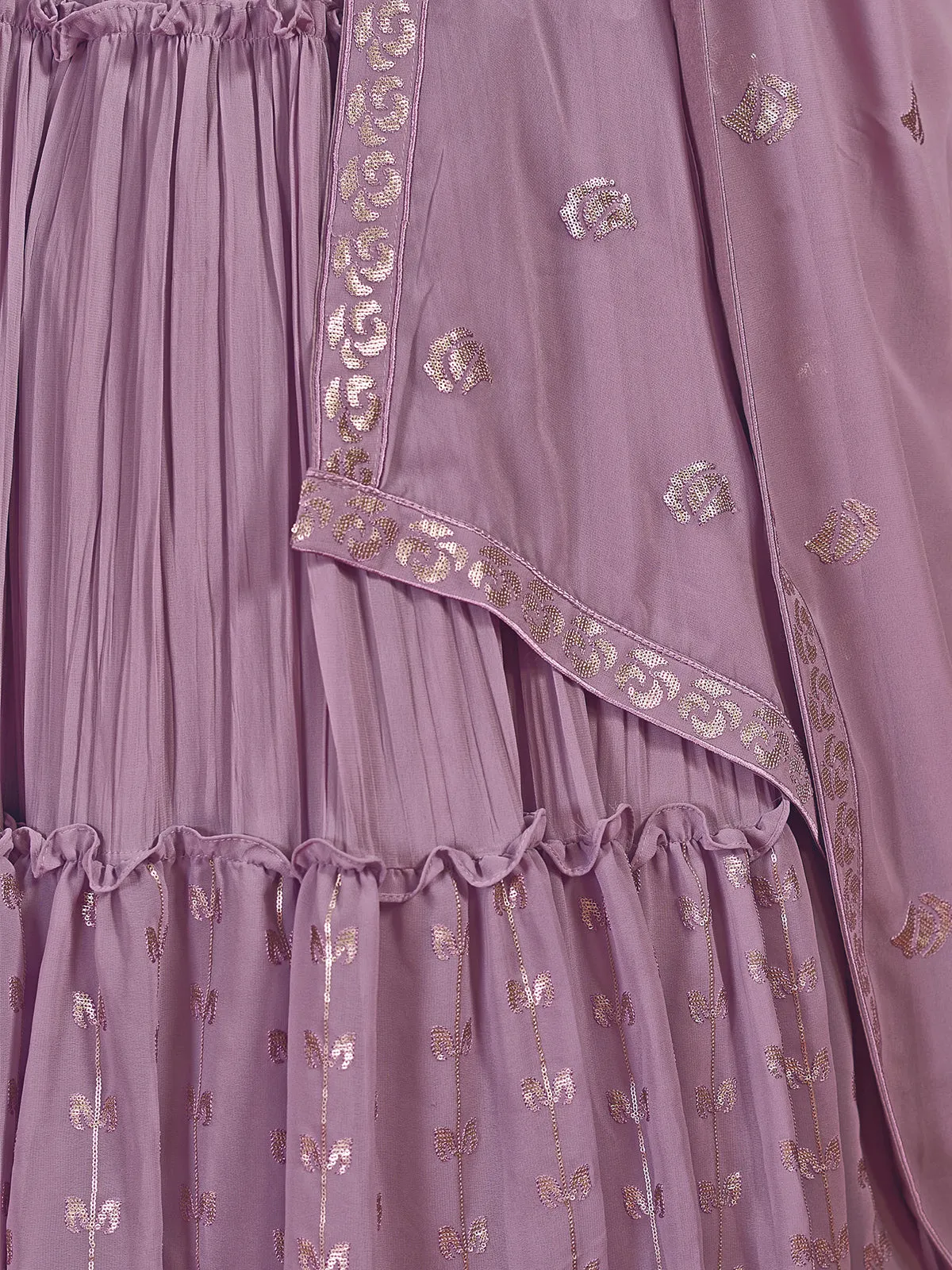Classic Purple Georgette Stitched Lehenga Choli Set