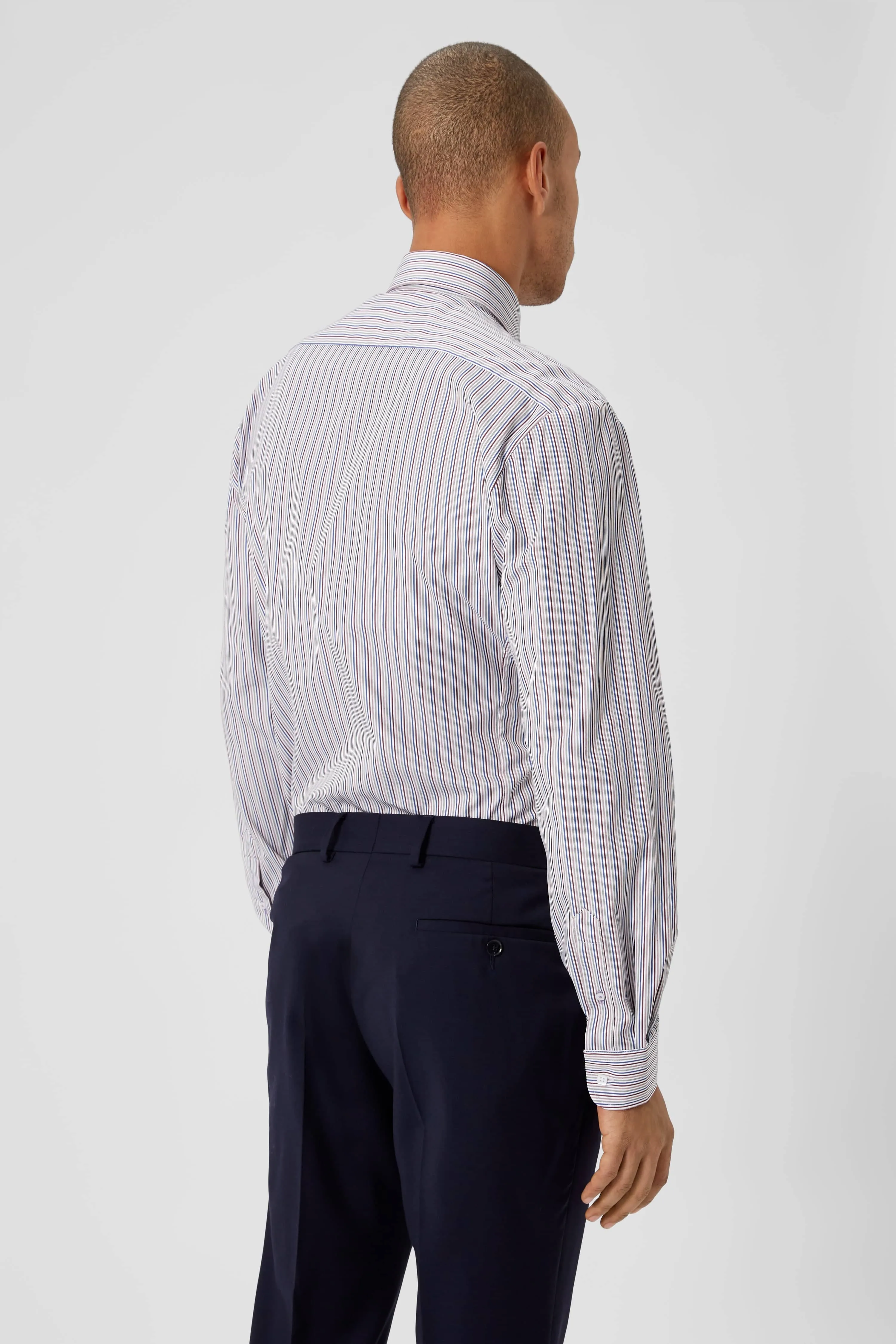 Cleve Slim Fit White Stripe Cotton Shirt - ARCHIVE