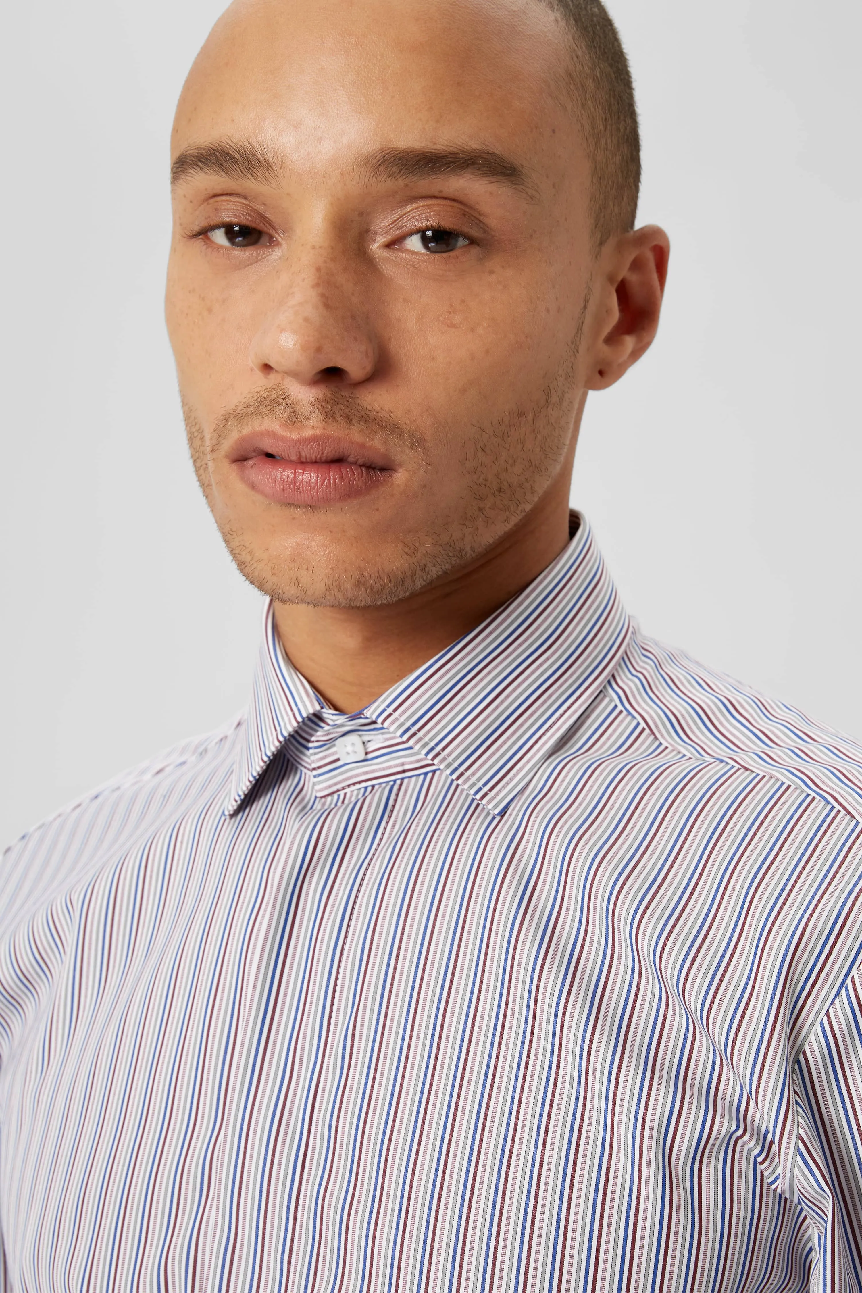 Cleve Slim Fit White Stripe Cotton Shirt - ARCHIVE