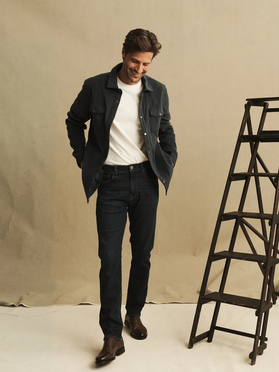 Courage Straight Leg Jeans In Dark Brushed Refined